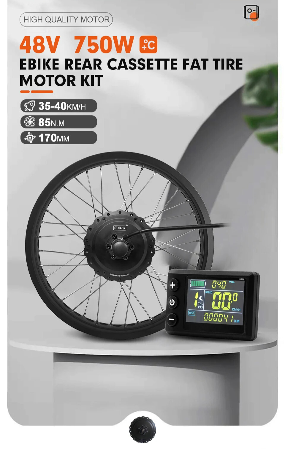 Electric Fat Bike Conversion Kit 48V 750W 4.0Tire Rear Brushless Hub Motor Wheel