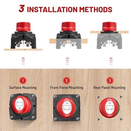 On-Off Battery Disconnect Switch DC 12V-48V 275A, Heavy Duty On-Off Switch