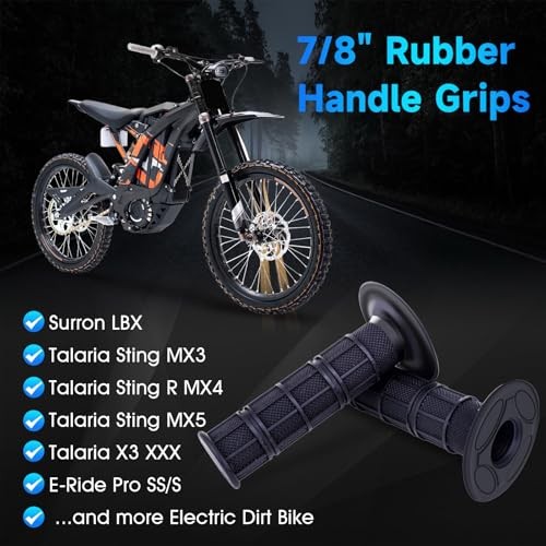 Dirt Bike Handlebar Grips 7/8″ Rubber Handle Grip Universal for Sur Ron black