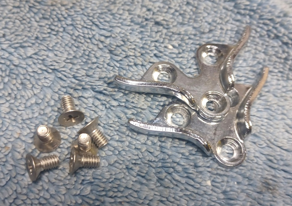 used, VGC Pair, Shimano Dura-Ace EX/AX, 3 Hole, Large Stainless Steel Toe Clips