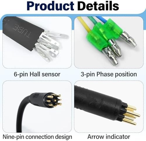 9 Pin Hub Motor Convert Extension Cable, Waterproof Connector 36V 48V 72V Electr