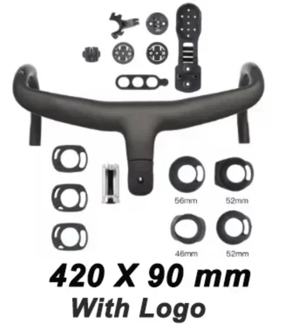 Carbon Fiber Road Bike Integrated Handlebar 400mm 420mm 440mm Computer Mount