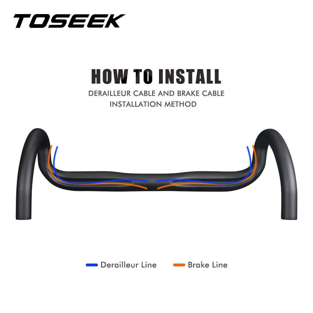 TOSEEK Full Carbon Road Bike Drop Bar Bicycle Handlebars 31.8mm External Routing