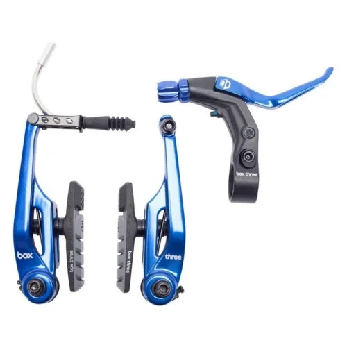 BMX V-Brake Kit BOX THREE PRO With Lever and Cable 108mm Blue
