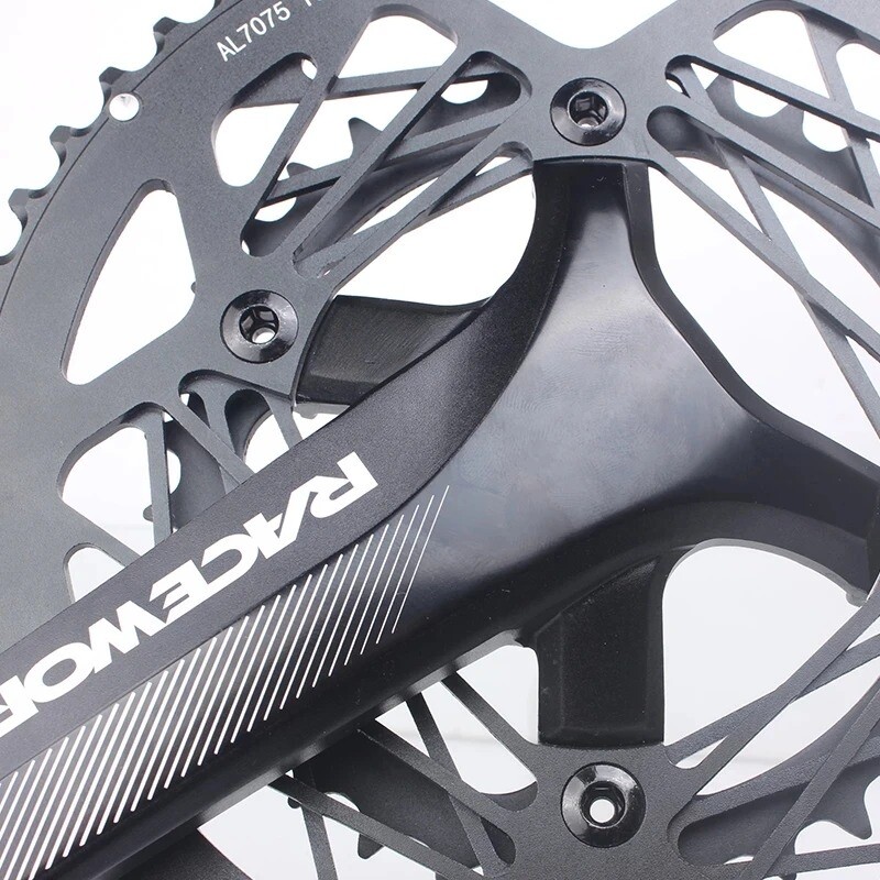 Road Bike Crankset 170MM Hollowtech Crank Arms with Double Round Chainrings BB