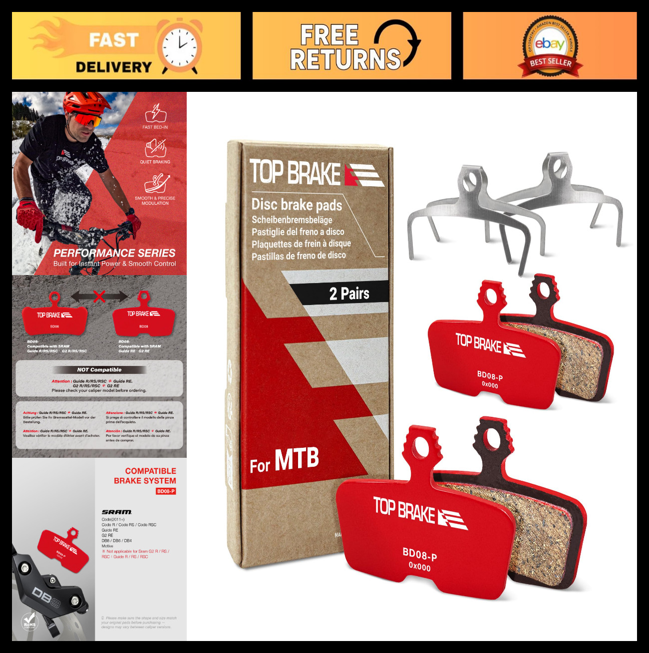 High-Performance Disc Brake Pads for SRAM Code R RE RSC, DB8, Motive | MTB eMTB