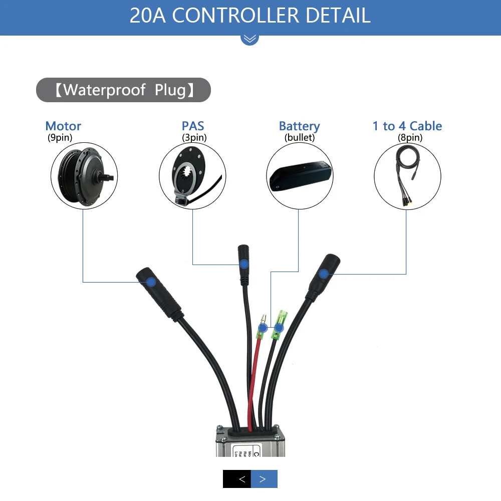 Electric Bicycle Kit Brushless Controller Square Wave 6 Mosfet 24V 250W 10A 20A