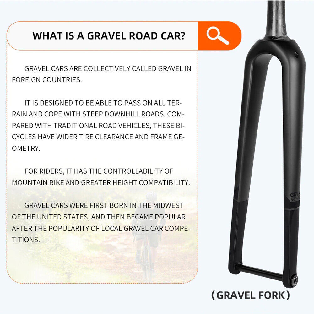 TOSEEK 700C Carbon Fiber Gravel Road Bike Fork Disc Brake QR/Thru Axle 100*12mm