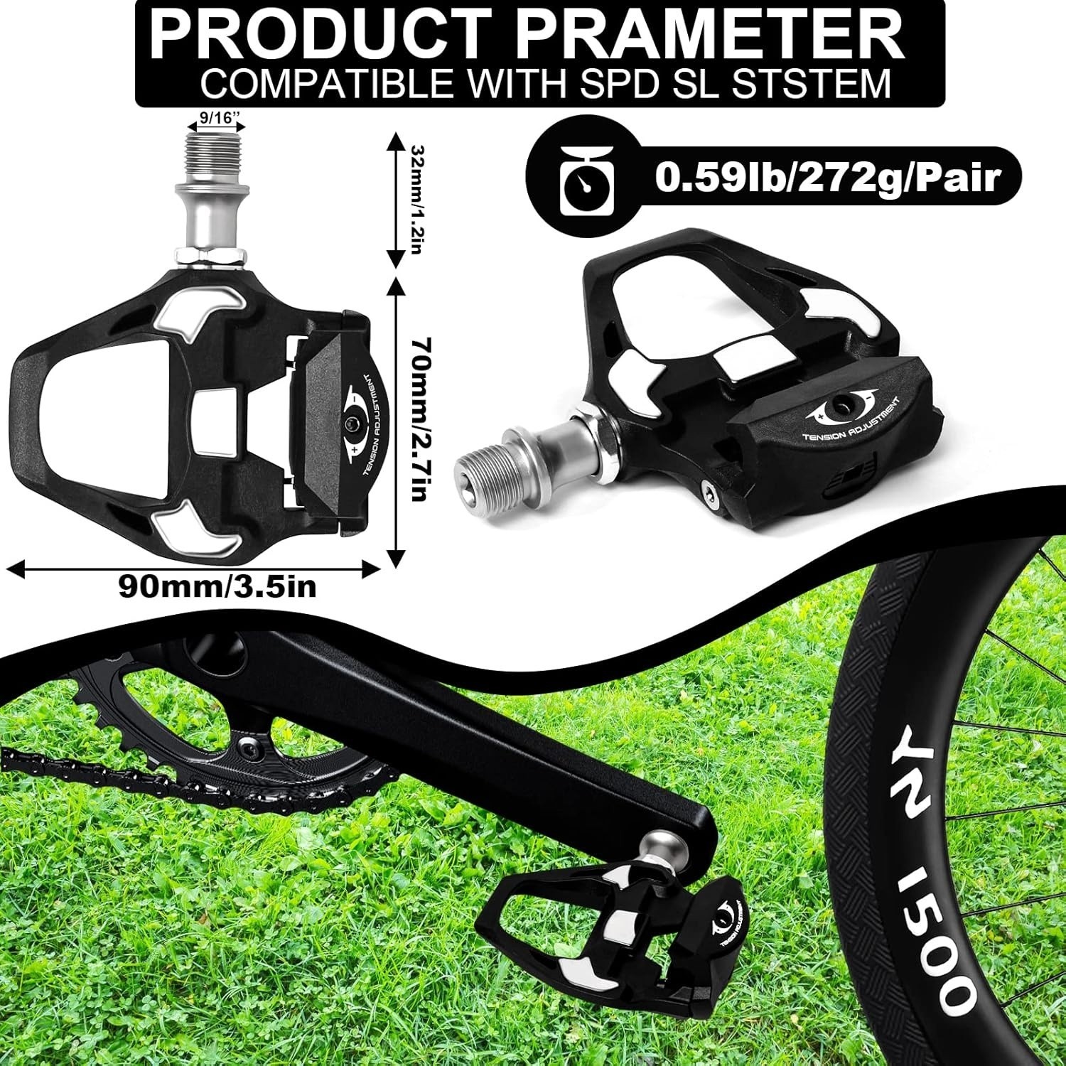 SPD-SL Pedals PD-R8000 Road Bike For Shimano SPD-SL Cleats For Cycling 9/16″