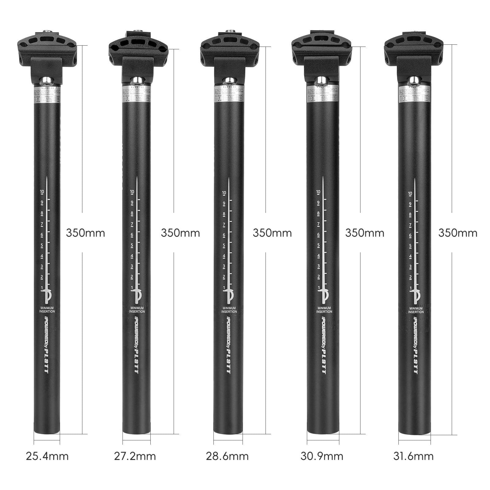 PLATTBK Bike Seat Post 25.4/27.2/28.6/30.9/31.6 350mm Aluminum Alloy Road Bik…