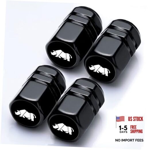 4Pack Tire Valve Stem Cap Car Accessories Aluminum Alloy Rust Rhinoceros Black