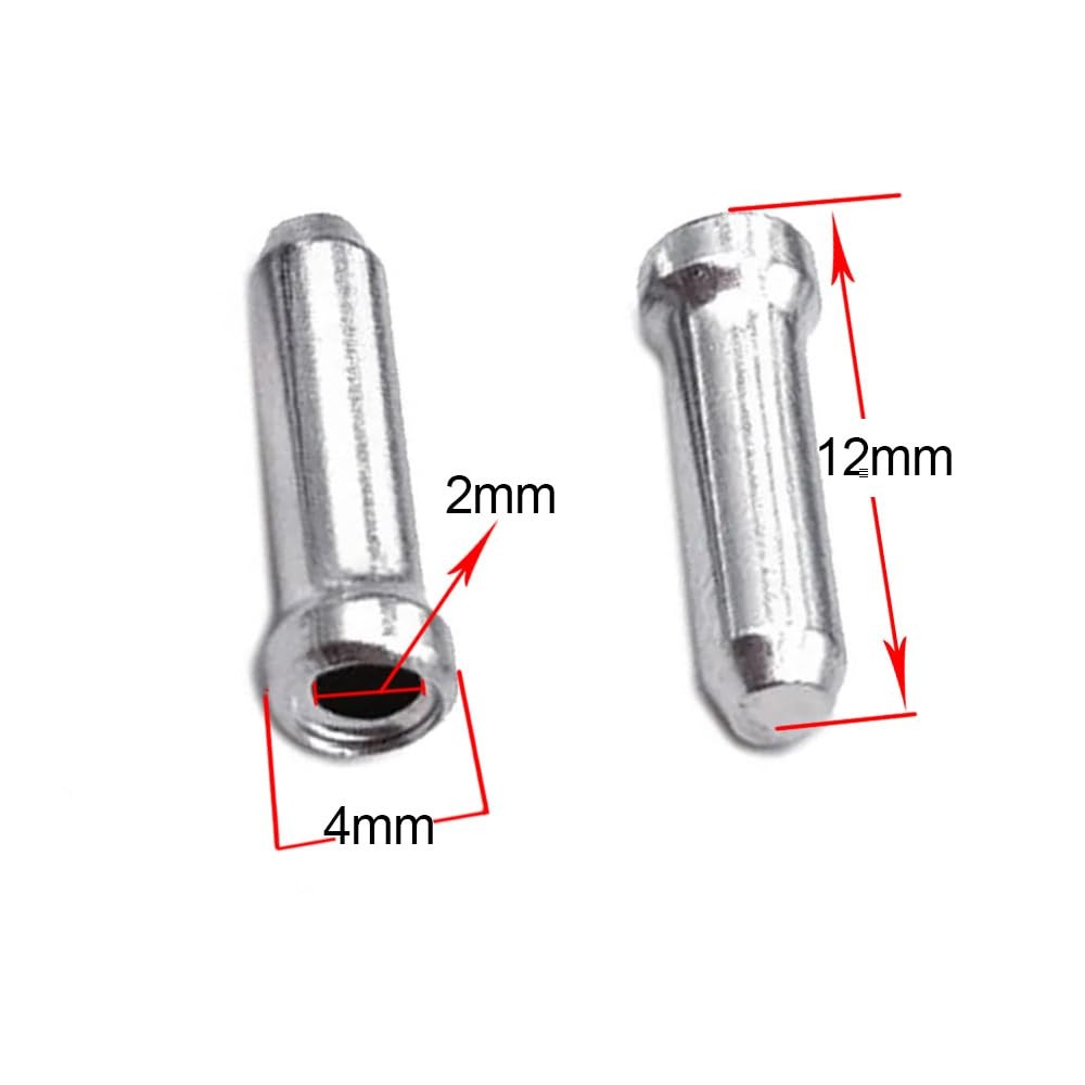 Bike Cable End Caps, Crimps, Alloy Brake Universal, 100PCS Silver