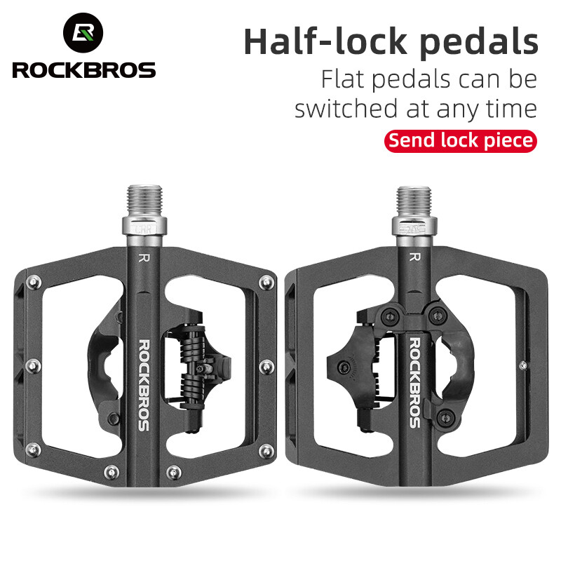 ROCKBROS Bike Pedals SPD Lock Pedals Non-Slip MTB 2 in 1 Dual Function Pedals