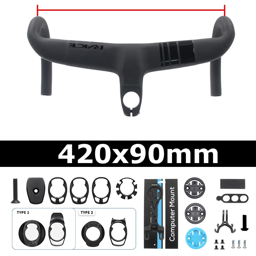 Full Carbon Internal Cable Integrated Road Bike Handlebar -10 Degree 360-420mm