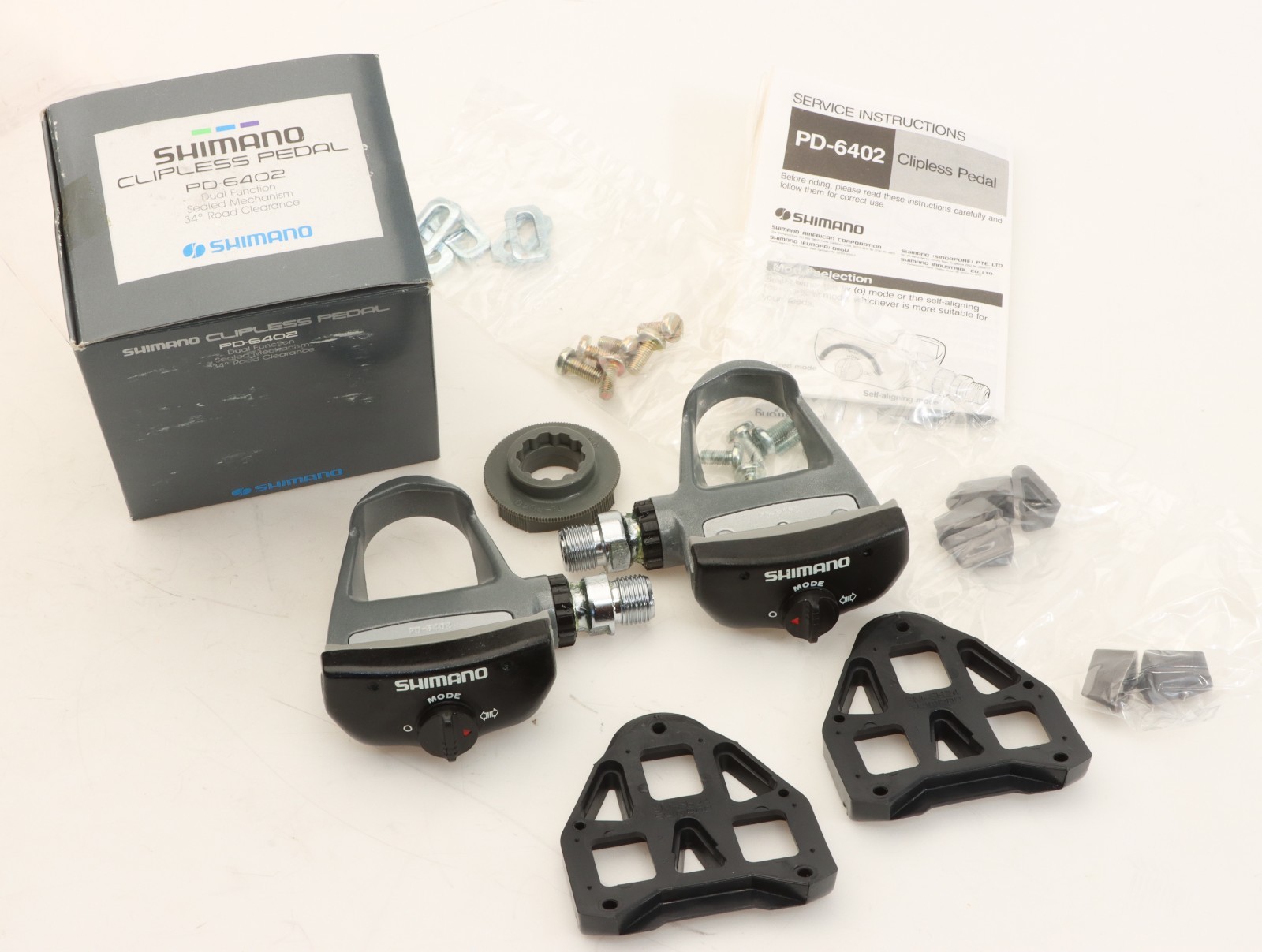 Shimano PD-6402 600 Ultegra Clipless Pedals w/ Cleats Grey 90s NOS NEW in Box