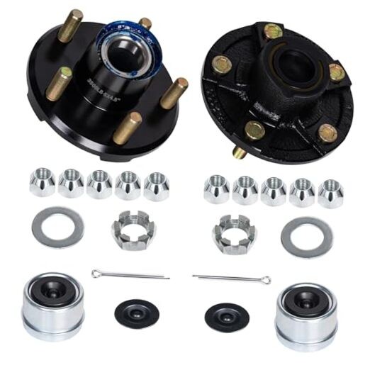 2 Sets Pre-Iubricated Trailer Hub Kits 5 on 4.5» for 3500 lbs Axles 1 BLACK