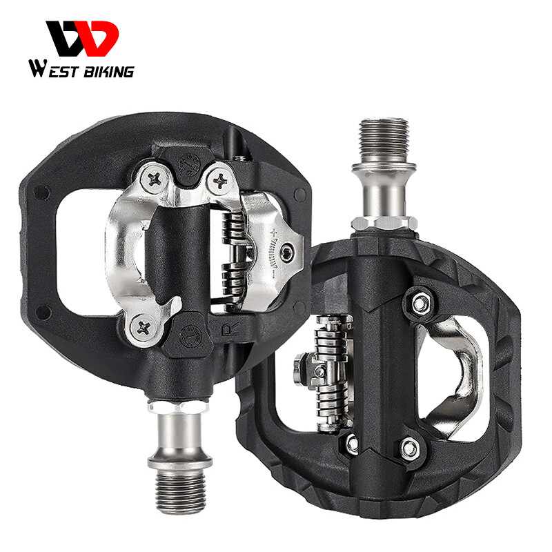 1 Pair Mountain Bike Pedals MTB Dual Platform SPD Clipless Pedals with Cleats