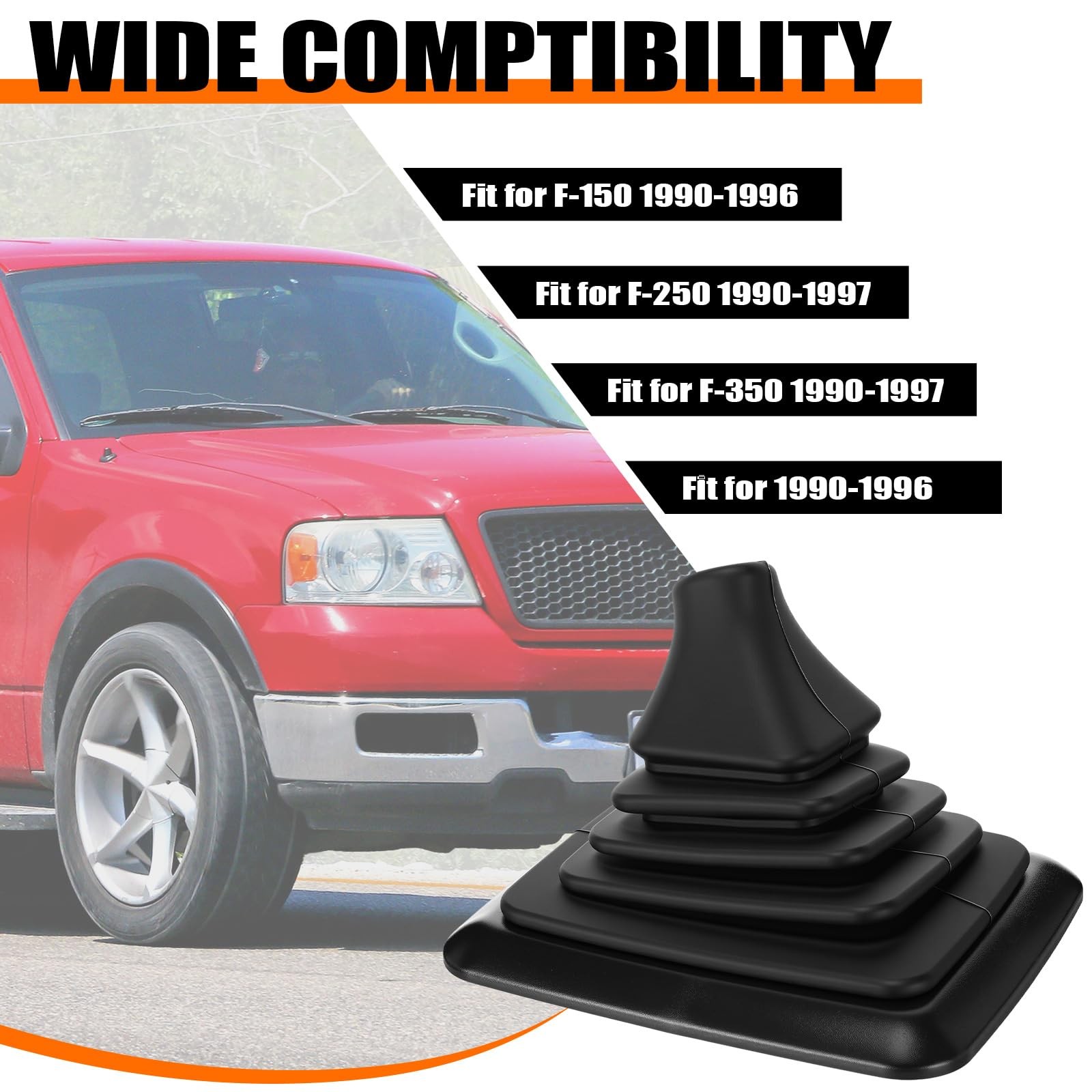 Outus Manual Shifter Rubber Boot Cover Compatible with 1990-1997 F150 Black