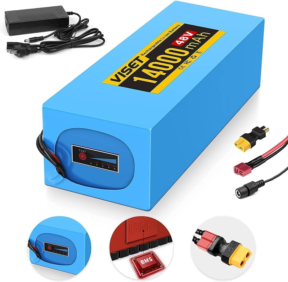 48V 14Ah Ebike Battery Lithium ion Battery for 250W-1000W Electric Bicycle 30A