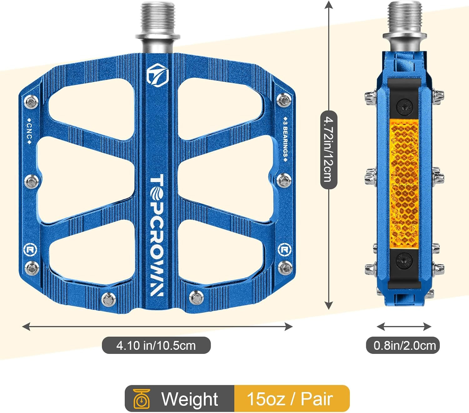 Mountain Bike Pedals with Reflectors, Aluminum Metal Bicycle Flat Pedals 9/16″ –