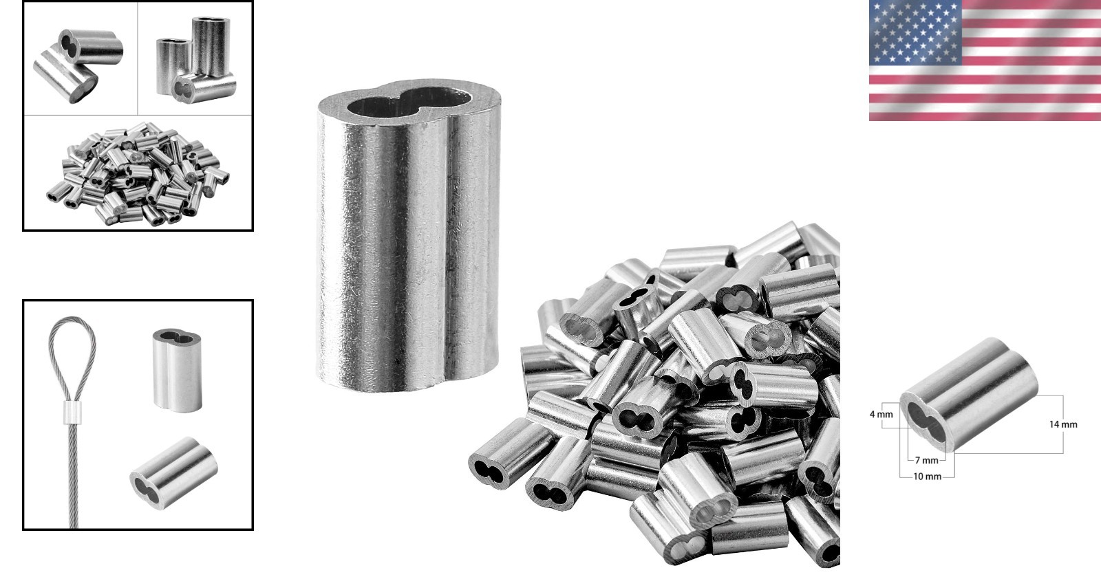 100Pcs 1/8″ Aluminum Crimping Sleeves – Ideal for Wire Ropes & Cables