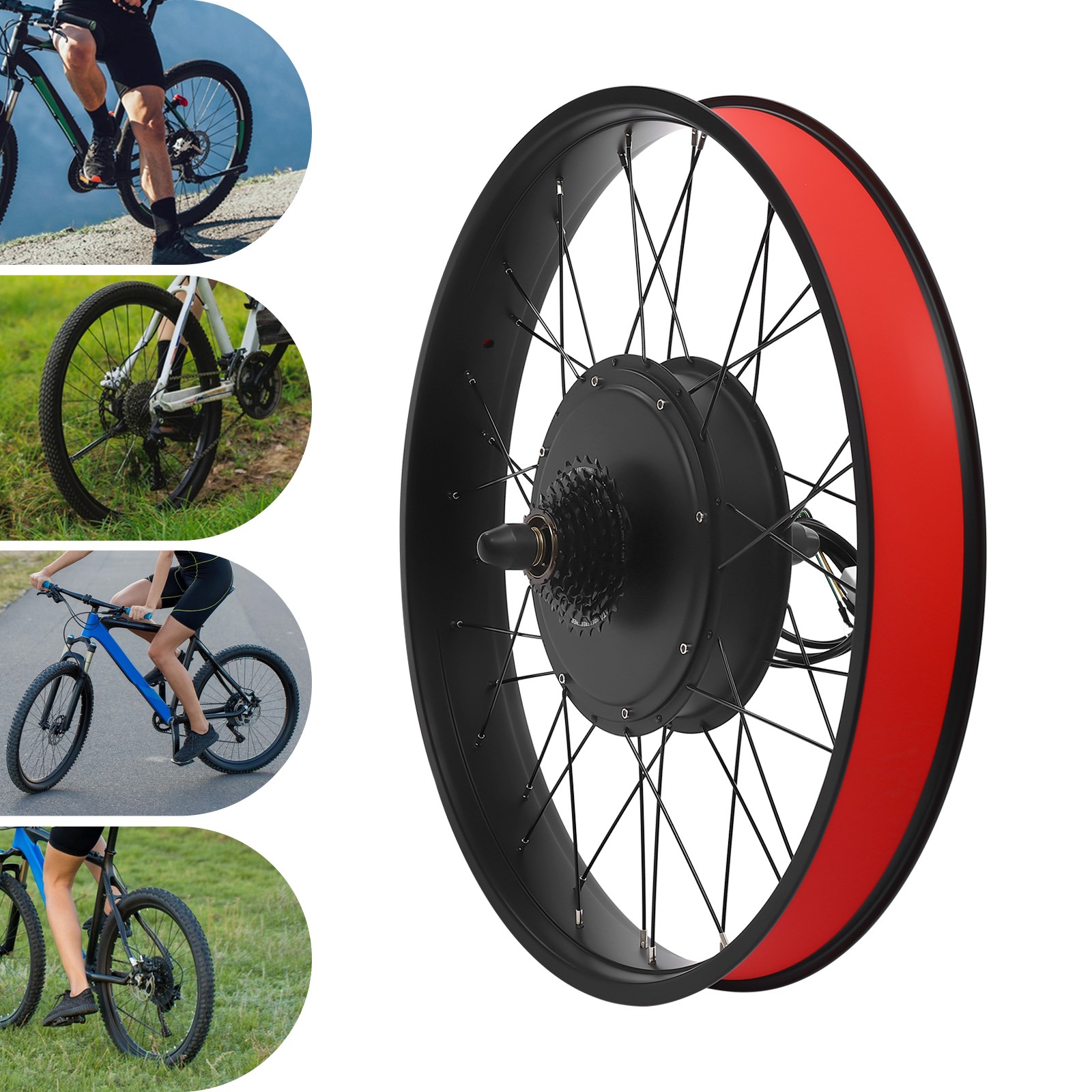 26″ Fat Tire Electric Bicycle Motor E-Bike Rear Wheel LCD Conversion Kit 48V 1KW