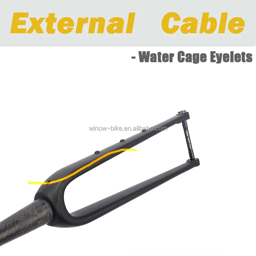 Carbon Gravel Road Bike Fork 700C 100*12mm Thru Axle Tapered Tube Disc Brake