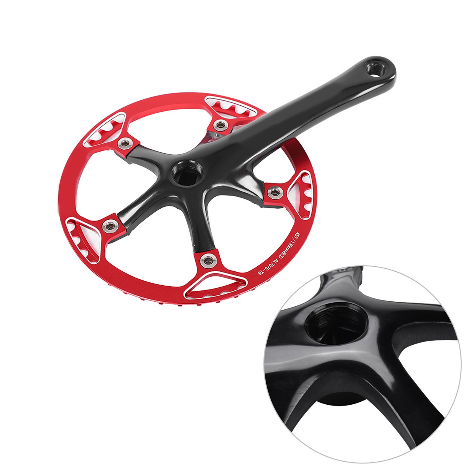 Meijun Bike Crankset 170mm Bicycle Chainwheel Chain Set 45T 47T (black Red
