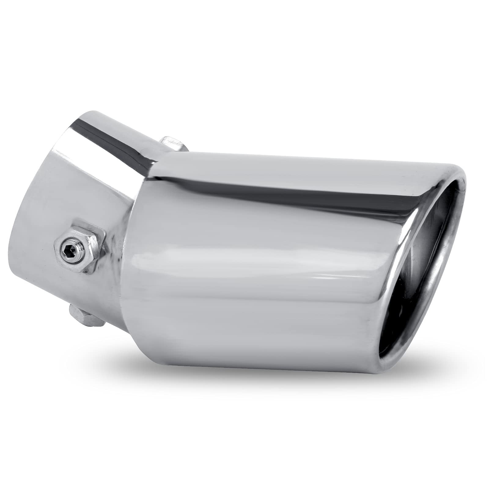 Dsycar Universal 1.75-2.75 inch Curved Exhaust Tips, Straight, Silver