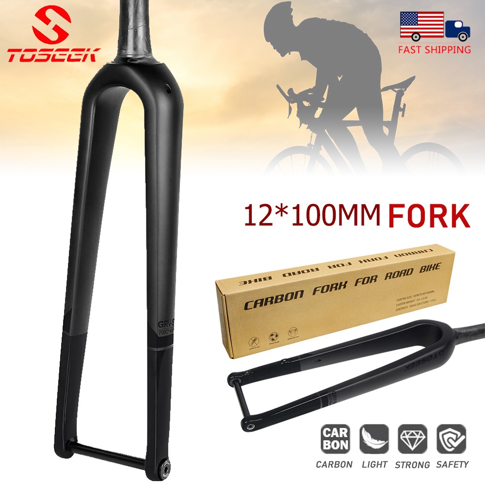 Carbon Fiber 700C 27.5″ Gravel Bike Rigid Fork Road Disc Brake Thru Axle Tapared