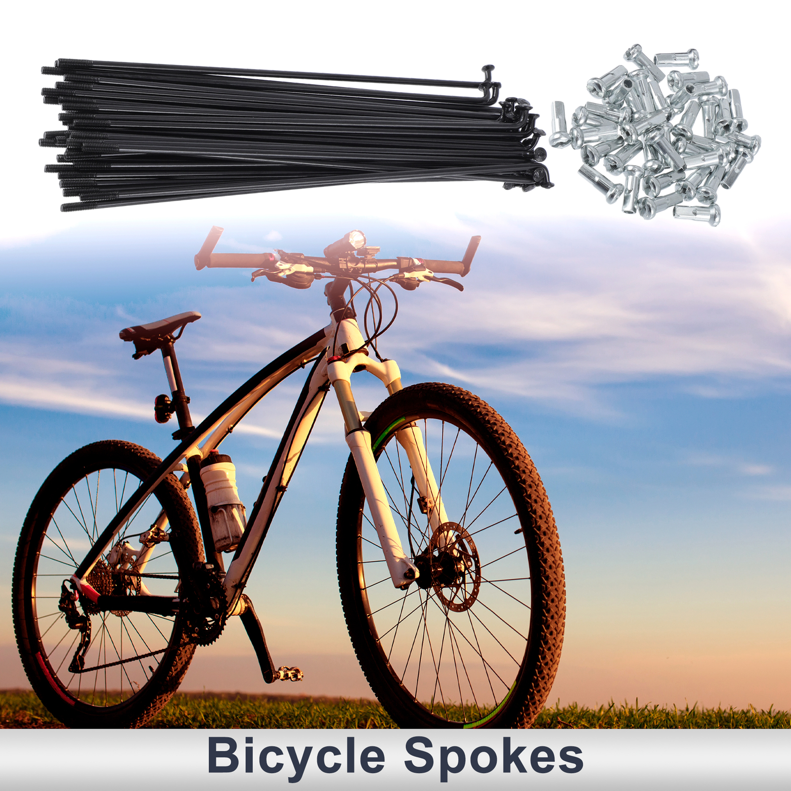 1 Set 13G 139mm Length Bicycle Spokes Nipple 45 Steel Black Universal
