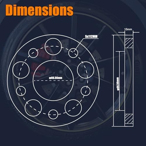 15mm 5×112 Wheel Spacers Fit for Most Newer A4 S4 A5 S5 A6 5/8″ ( 15mm )Thick