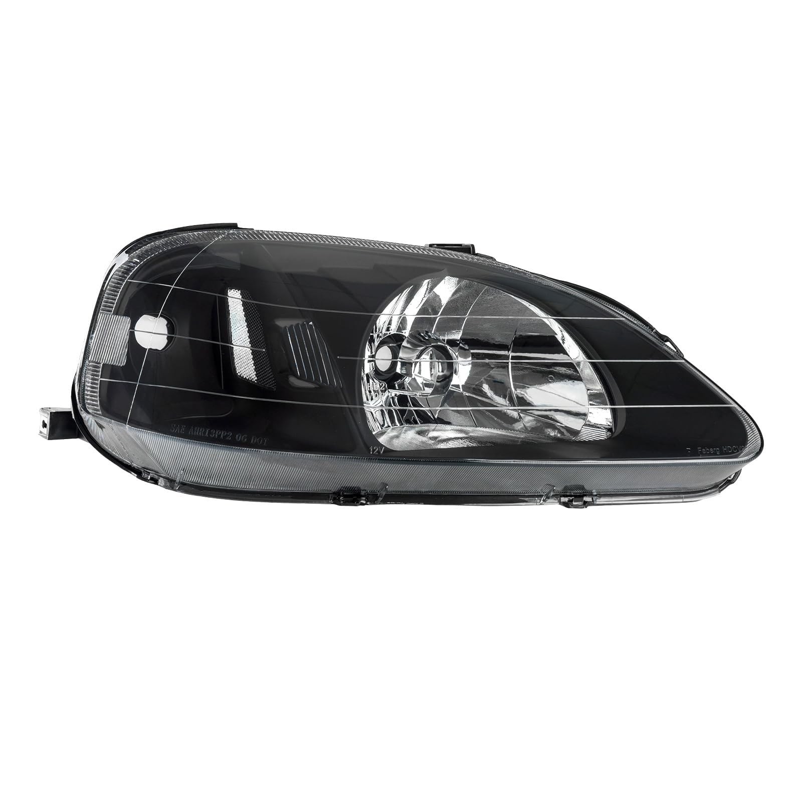 KAC Headlight Assembly Set, Compatible with 1999-2000 Honda Civic, Black Hous…