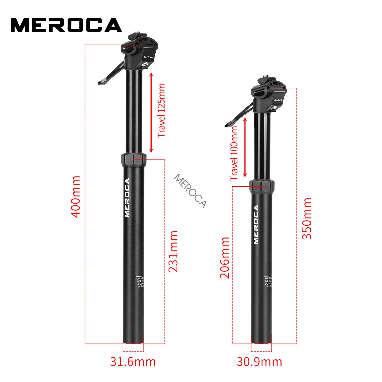 MEROCA Mountain Bike Seatpost MTB Dropper Post 27.2/30.9/31.6mm Seat Post
