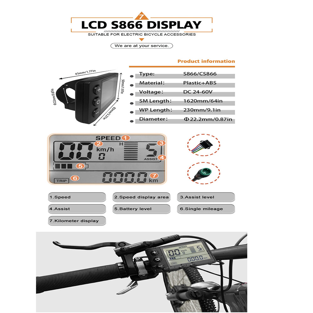 E-bike Three-Mode Sine Wave Controller 24V-48V 17A-40A w/ LCD Display 250W-2000W