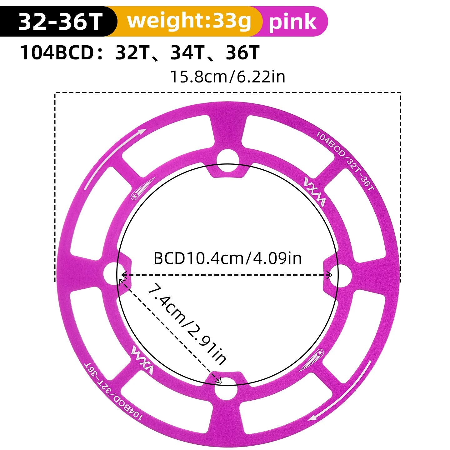 104BCD Bike Chainring Guard Crankset Protector 32-42T MTB Sprocket Cover