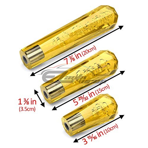 Shift Knob Stick Crystal Transparent Bubble Throw Gear Shifter 20cm Yellow