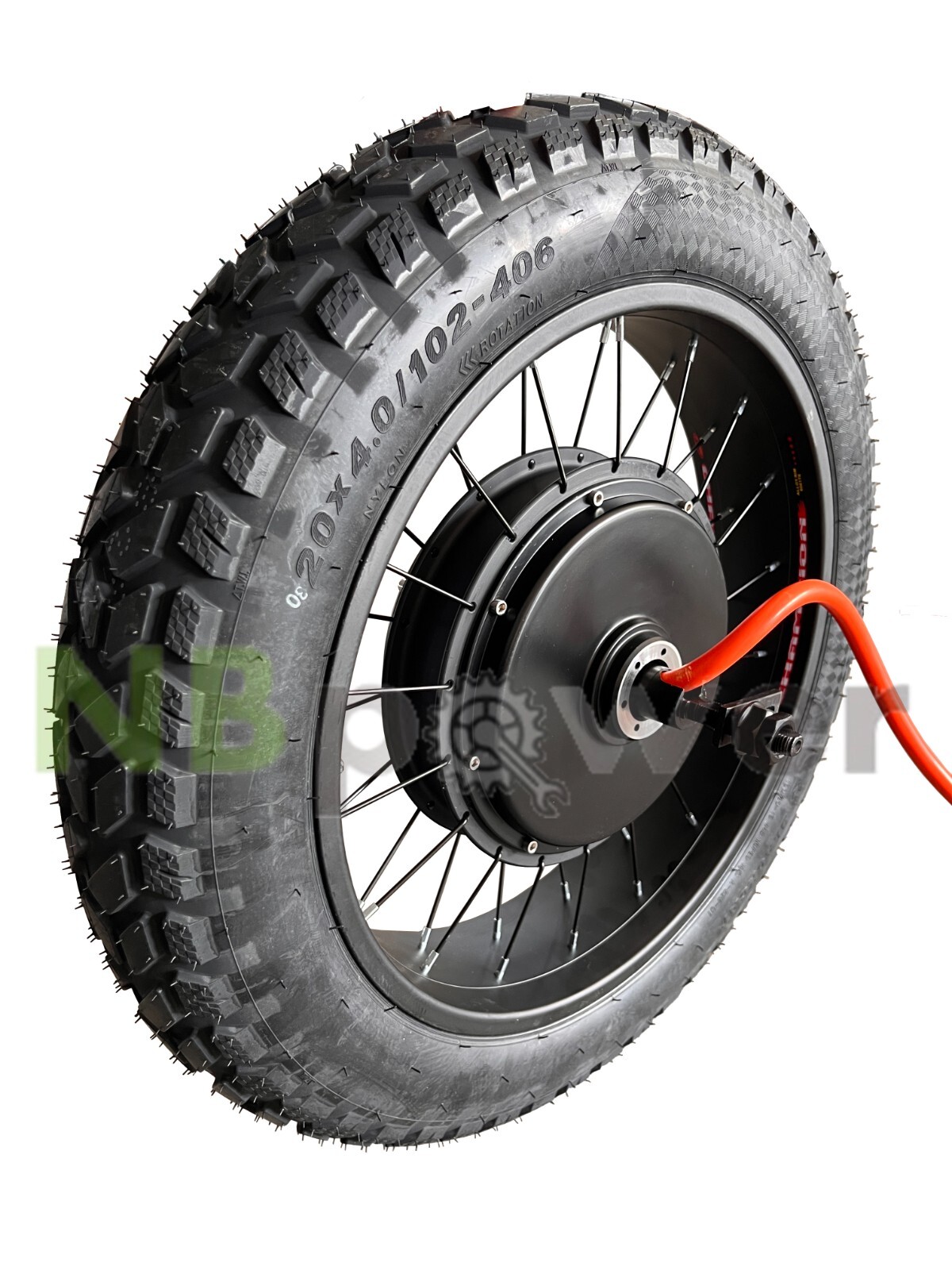 QS205 48-72V 5000W 170MM dropout 50H BLDC hub motor wheel with tire.