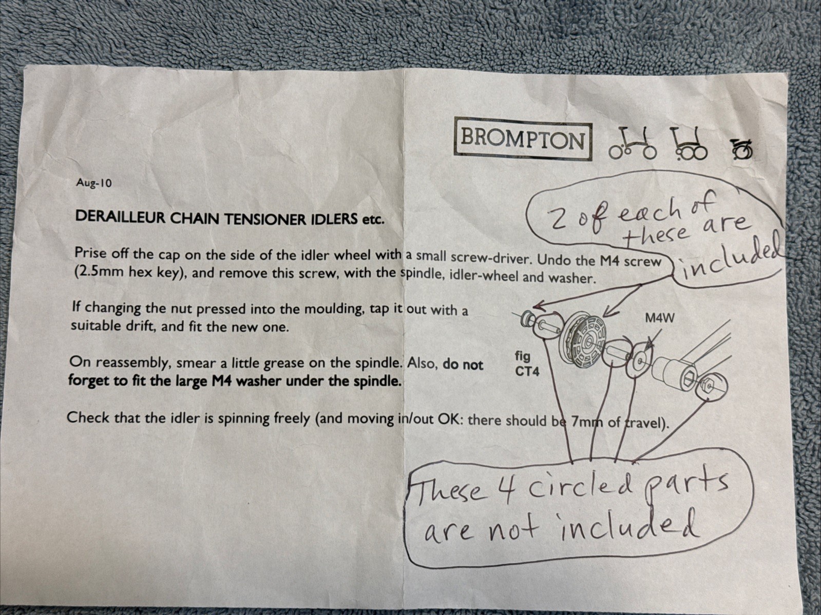 Brompton Chain Tensioner Idler/pulley wheel for 2 or 6 speed – one idler wheel