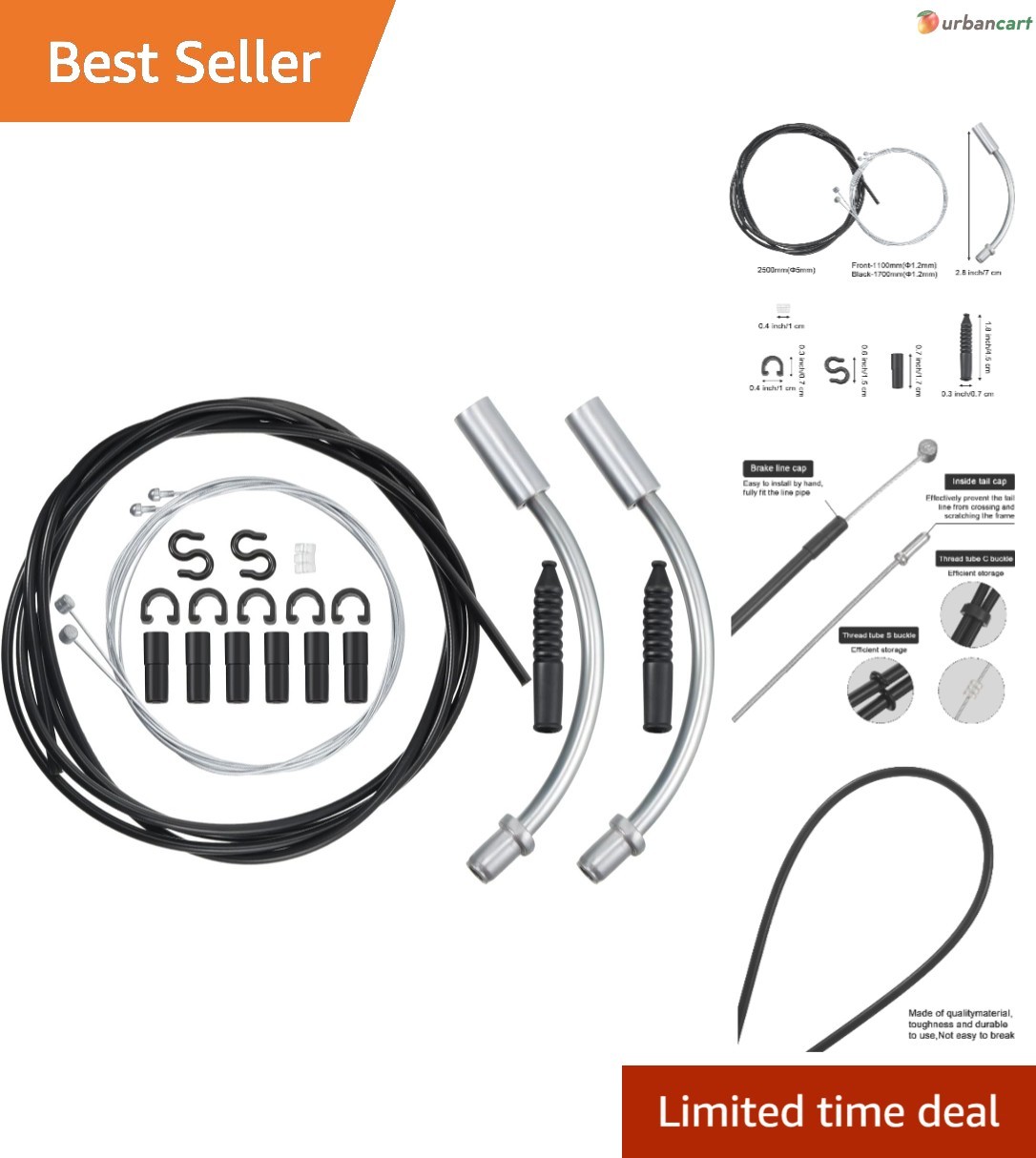 Universal Bicycle Brake & Noodle Cable Housing Kit for Mountain & Road Bikes