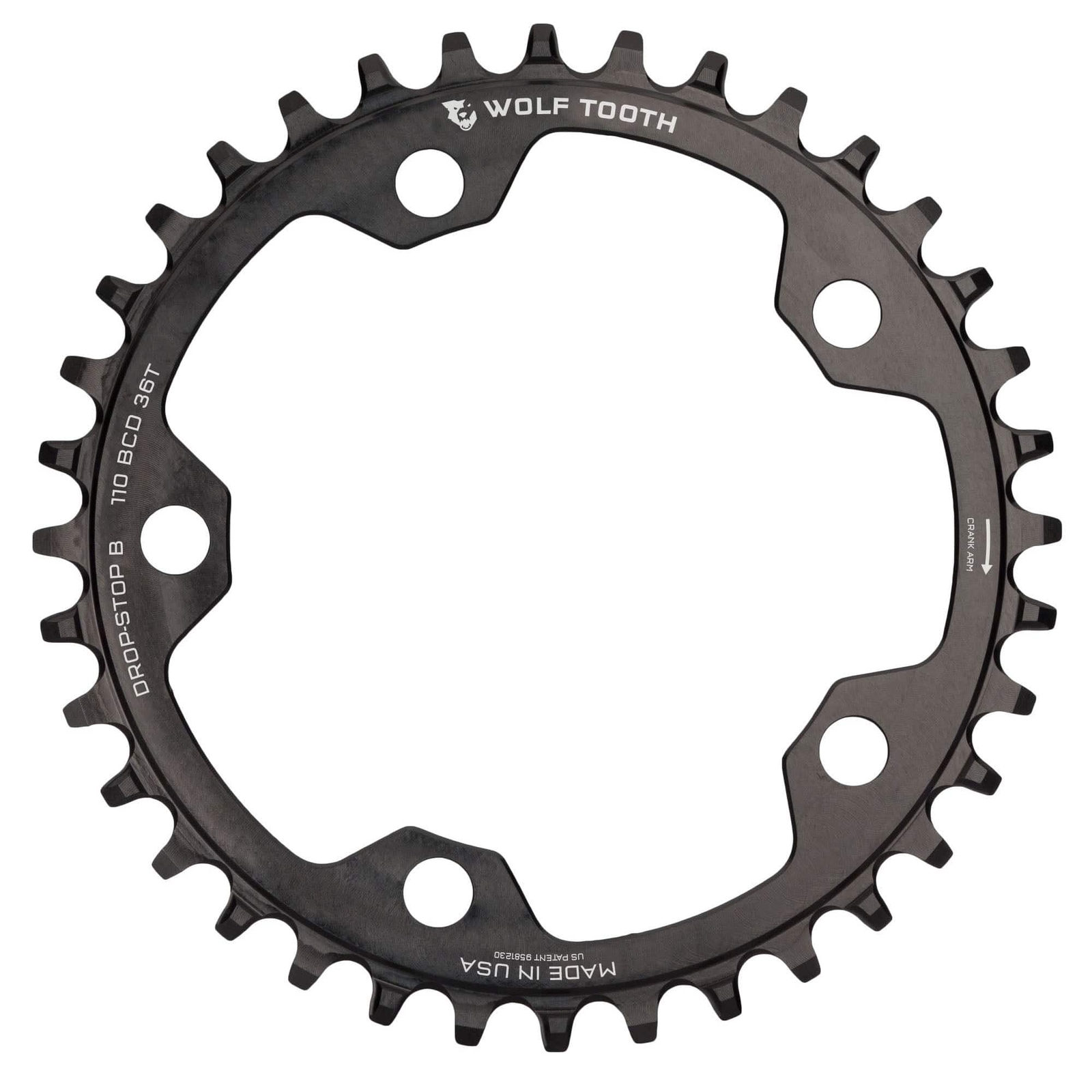 Wolf Tooth Chainring 36t 110 BCD 5-Bolt 10/11/12-Speed Alloy Cyclocross & Road