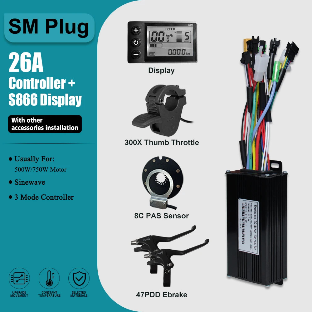 E-bike Three-Mode Controller Sine Wave with LCD Display 250-3000W Motor 17-60A