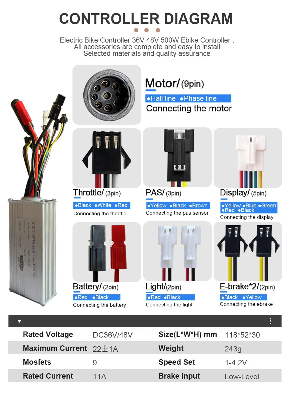 36V 48V 500W MTB Electric Bicycle Front Rear Brushless Gearless Hub Motor Wheel