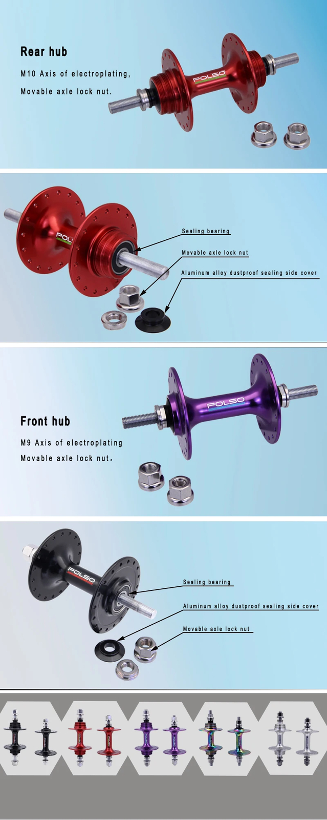 Track Bike Hubs 20/24H 32/32H O.L.D 100mm 120mm Fixed Gear Bicycle Hubs