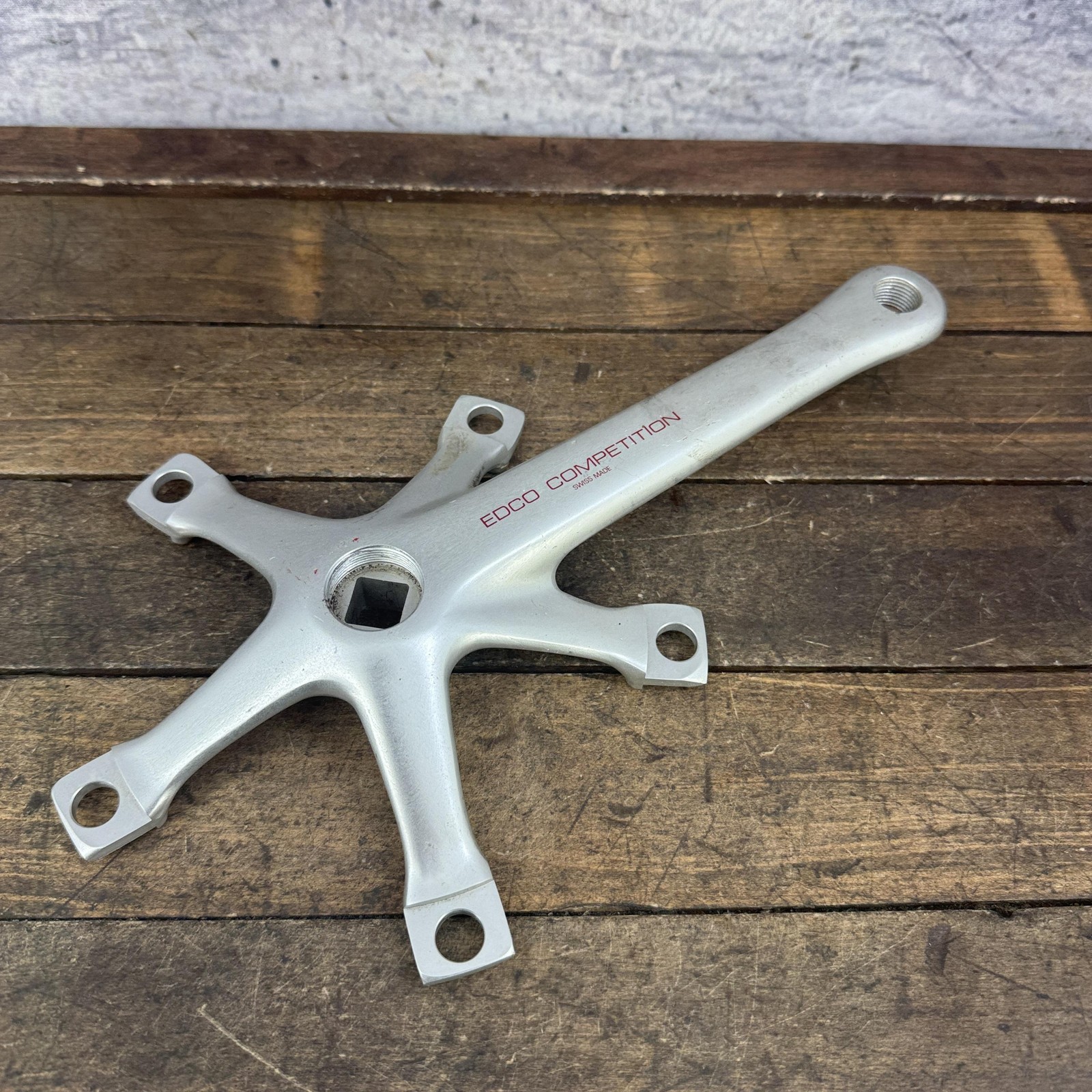 Vintage Edco Competition Crank Arm RIGHT 144 BCD Square Taper Silver Road Swiss