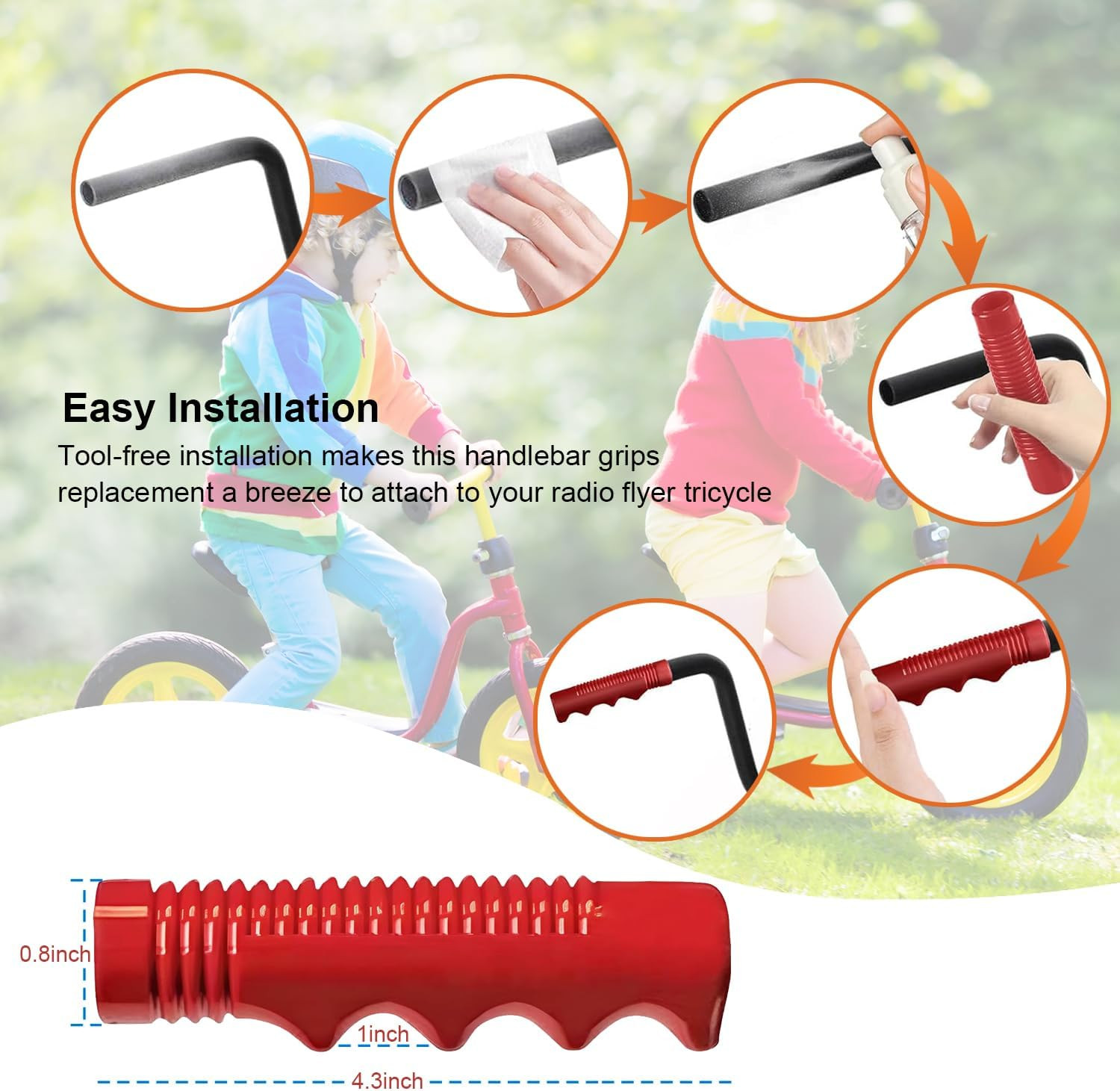 Grips Compatible with Radio Flyer Tricycle, 3/4 Inch Bicycle Grip, Kids