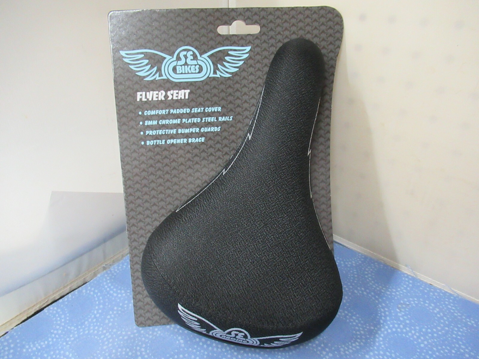 SE Racing Flyer Black Railed Padded Saddle with Bottle Opener Brace For BMX -New