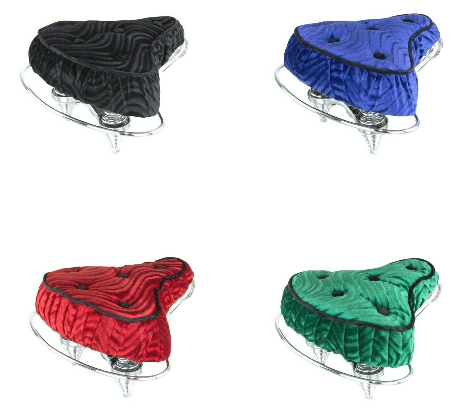 Beach Cruiser Velour Seat Lowrider Bike Saddle Chopper Bike 5 Button Polo