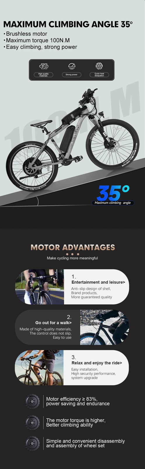 E-bike Conversion Kit 48V 750W Brushless Rear Hub Motor Wheel 20-29Inch 700C