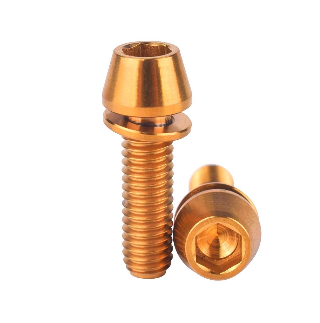 Titanium Bolt M5x16 18 20mm Allen Hex Tapered Head Washer 6Pcs (Gold, M5x20mm)